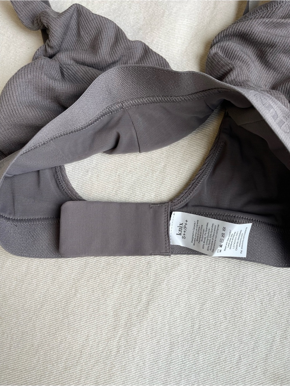 Knix Logo Rib Modal Bra Grey - Picture 7 of 12